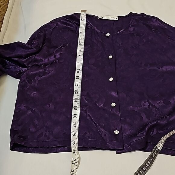 Zara Blouse w/ Jewel / Rhinestone Buttons Sz. S - Picture 6 of 7